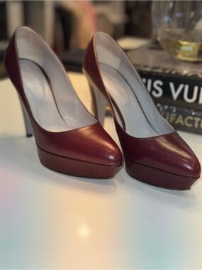 Sergio Rossi Burgundy Leather Platform Pump